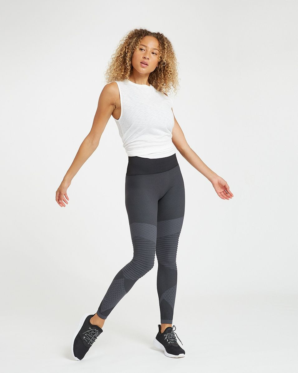 Look at Me Now Seamless Moto Leggings, Very Black | Spanx