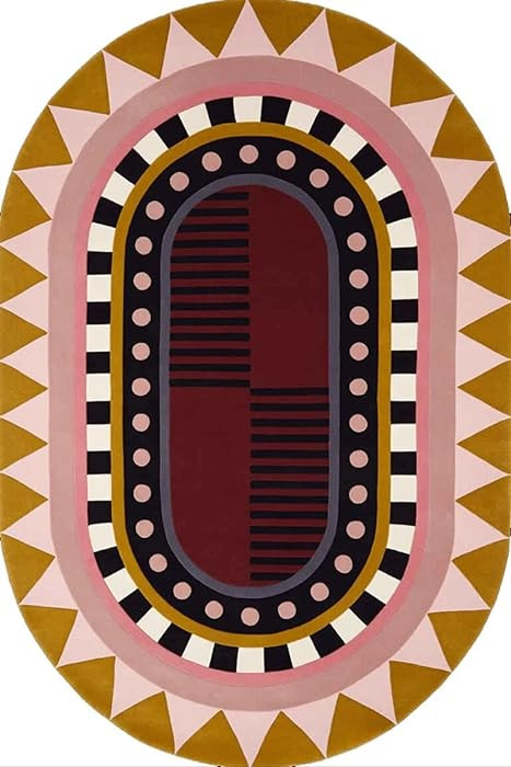 Geometric Area Rug – 5’ x 8' – Handmade Wool Area Rugs –Pink & Red – Rugs for Living Ro... | Amazon (US)