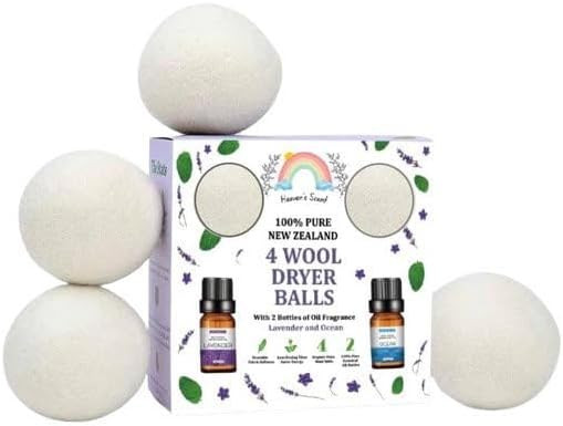 Heaven's Scent Wool Dryer Balls w/Essential Oils Bundle - Reusable, Organic, Handmade & Hypoaller... | Amazon (US)