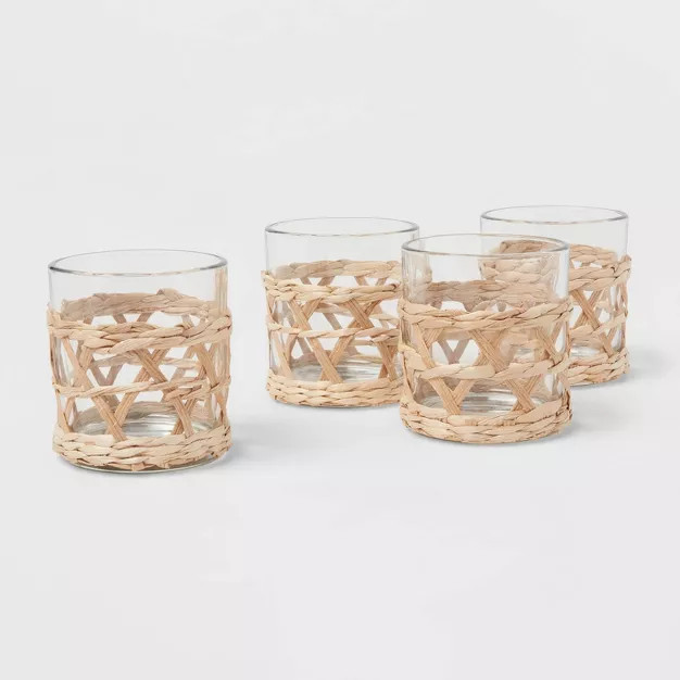 9oz 4pk Glass Natural Wrapped Tumblers - Threshold™ | Target