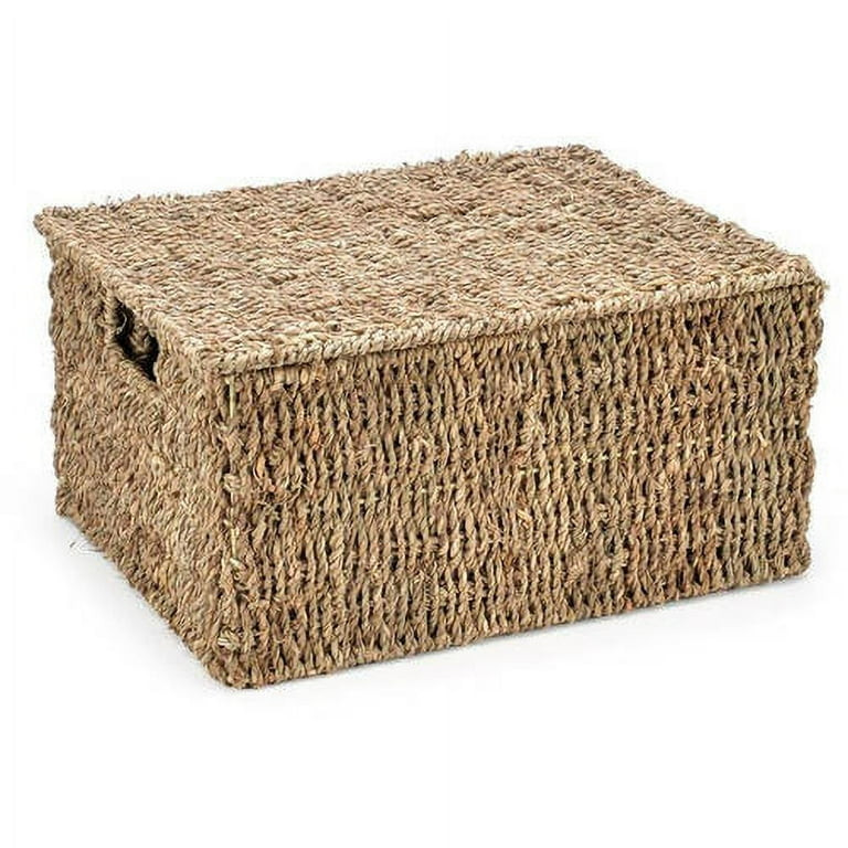 Set of 3 Rectangular Seagrass Baskets with Lids by Trademark Innovations | Walmart (US)