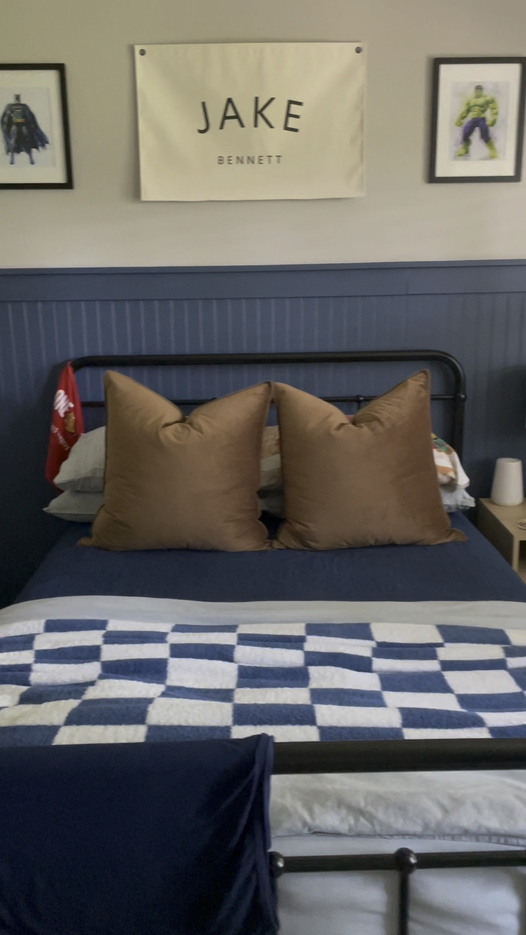 ✨BOY ROOM INSPO✨

This little guy’s room is filled with all things boy. 👦🏻 He couldn’t quite decide on one thing so we did superheroes AND sports 😆🤷🏻‍♀️

This beadboard wall is SUCH an easy DIY project for a beginner! I narrowed down the beadboard color to 3 blues for him to choose from (I honestly had a hard time with this one) and he picked this one. And I am SO glad he did because it’s so perfect! 💙#LTKVideo 

#LTKHome #LTKKids