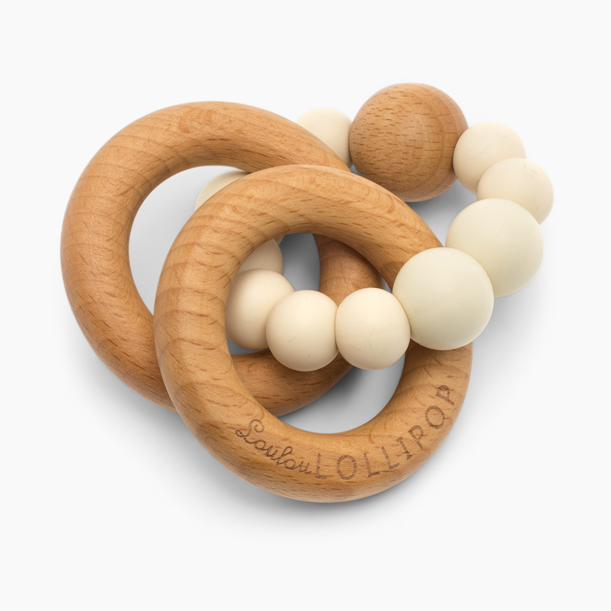 Bubble Silicone & Wood Teething Rattle | Babylist