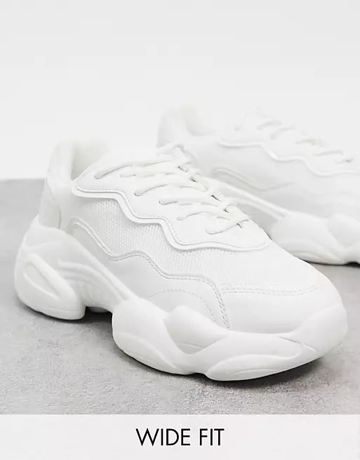 ASOS DESIGN Wide Fit Divine chunky trainers in white | ASOS (Global)
