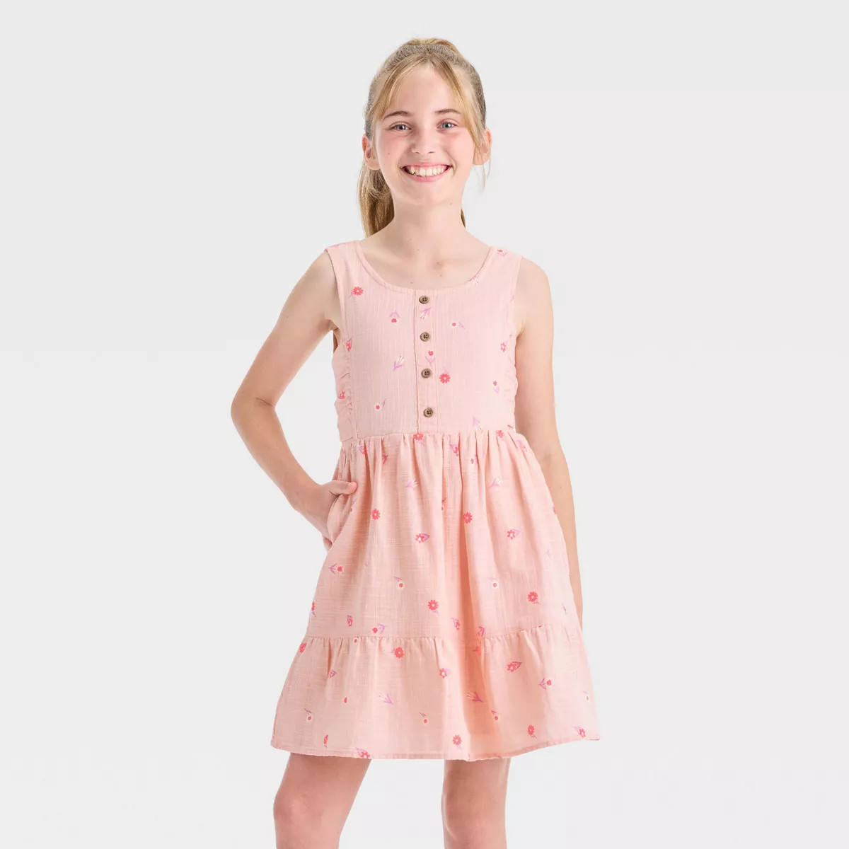 Girls' Sleeveless Woven Floral Dress - Cat & Jack™ | Target