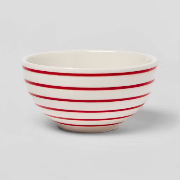 8oz Stoneware Striped Bowl Red - Threshold™ | Target