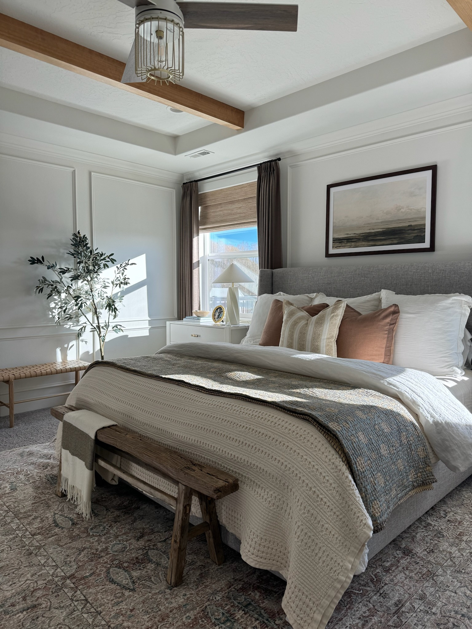 Another look at our completed primary bedroom refresh! I love how everything came together and I couldn’t imagine this space without the moulding and beams l now. Linking everything I can below, including this beautiful print from Collection Prints that is 50% off! 

#LTKstyletip #LTKsalealert #LTKhome