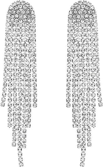 Mlouye Boho Tassel Earrings Long Bohemian Fringe Chain Crystal Chandelier Dangle Drop Earrings fo... | Amazon (US)