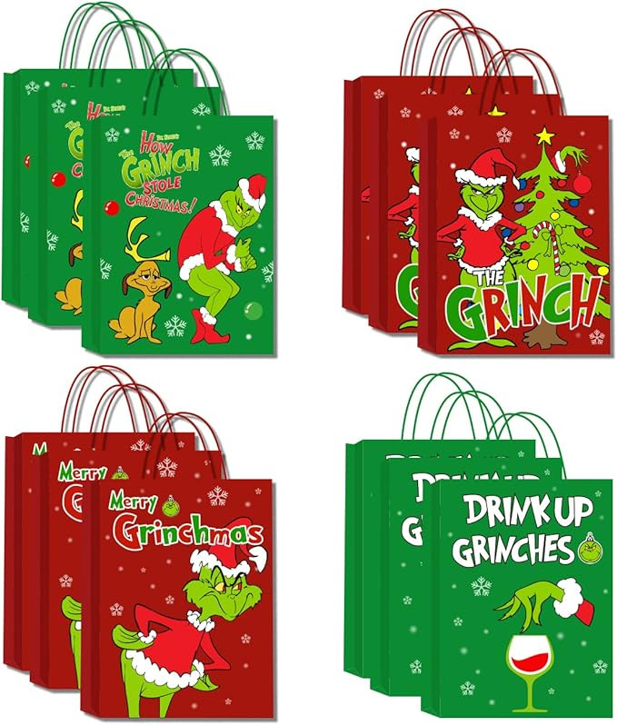16 Pcs Christmas Decorations Party Gift Bags, Party Favors with 4 Patterns Cartoon Movie Themed P... | Amazon (US)