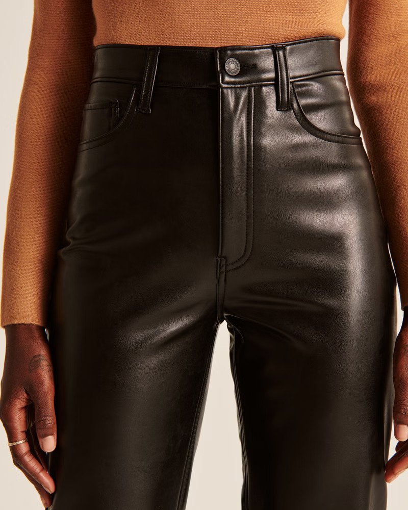 Vegan Leather Ankle Straight Pants | Abercrombie & Fitch (US)