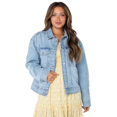 Celebrity Pink Women s Oversized Denim Jacket Sizes XS-XXXL | Walmart (US)