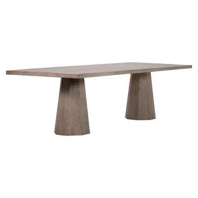 Jansen 96-Inch Rectangular Light Wash Reclaimed Pine Double Pedestal Dining Table | Wayfair North America