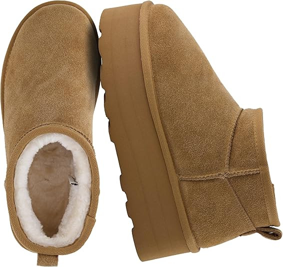CUSHIONAIRE Hippy Women’s Platform Ankle Boots – Genuine Suede, Faux Fur Lining, Cozy Winter ... | Amazon (US)