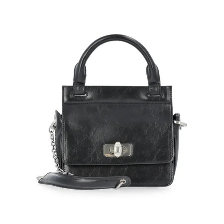 Scoop Women's Faux Leather Top Handle Mini Bag with Crossbody Strap, Black | Walmart (US)
