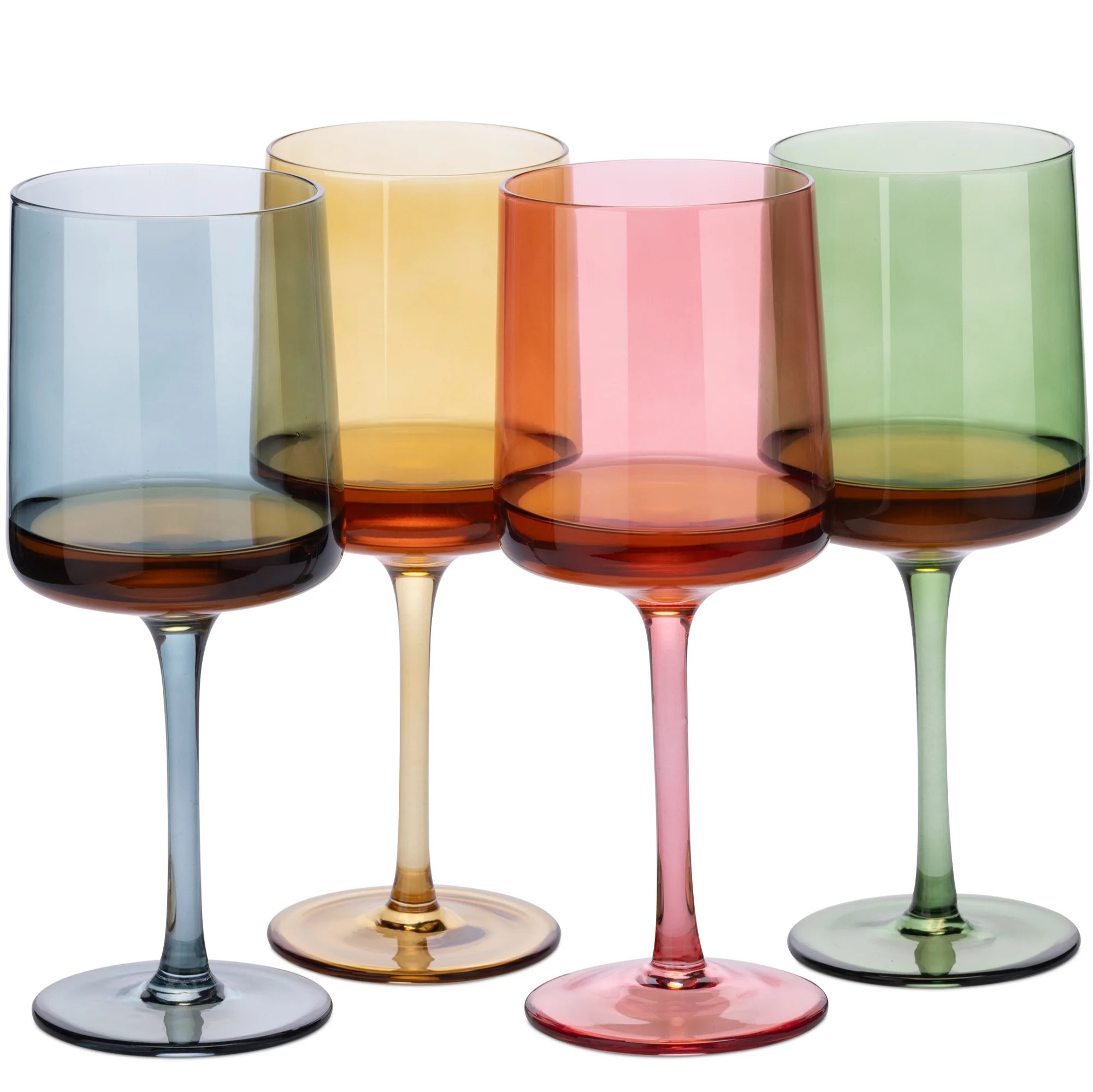 Navaris Multi-Colour Tinted Wine Glasses - Set of 4 - Coloured Wine Glasses with Stems - Stylish ... | Walmart (US)