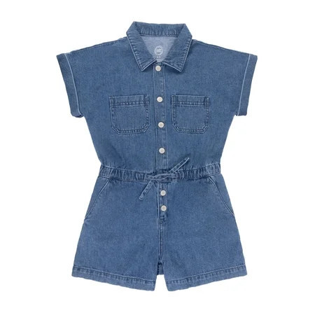 Wonder Nation Girls Denim Romper Sizes 4-18 | Walmart (US)