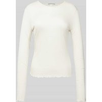 QS Longsleeve aus Viskose-Mix mit Muschelsaum in Weiss, Größe L | Peek & Cloppenburg* Düsseldorf DE