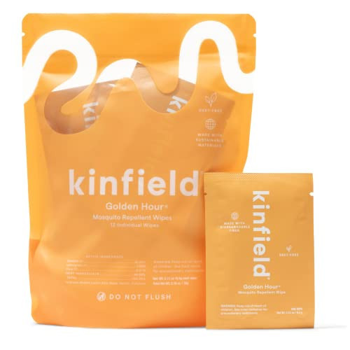Kinfield Golden Hour Wipes - Natural, Long-Lasting Insect Repellent for Outdoor Adventures and Indoor Use - TSA Approved, Cruelty-Free Skincare - 12 Individually Wrapped Towelettes | Amazon (US)