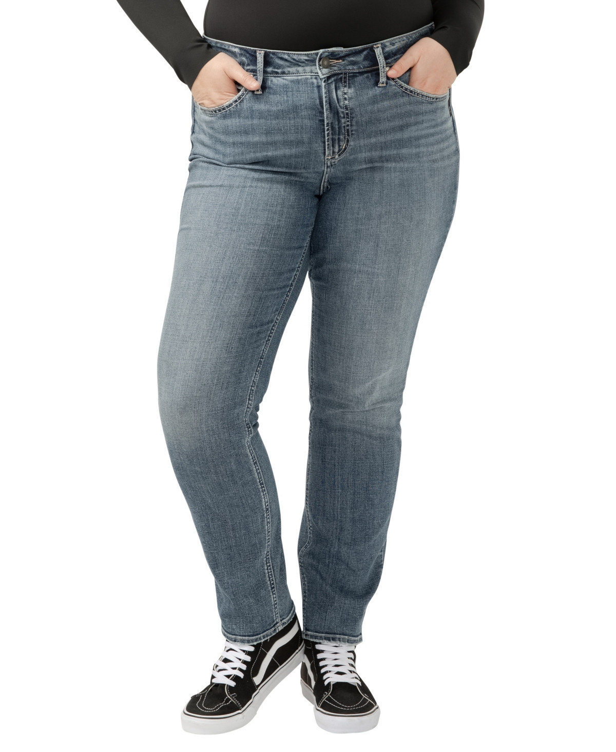Silver Jeans Co. Plus Size Suki High-Rise Curvy-Fit Straight Jeans - Indigo | Macy's