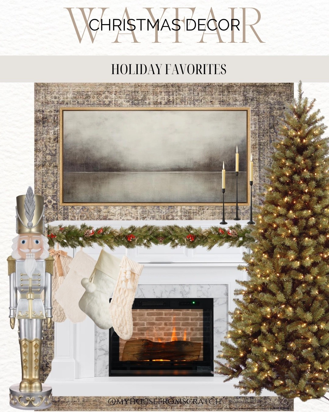 #ad Getting your home ready for the holiday🎄@Wayfair has it ALL — from furniture and rugs to seasonal decor (think trees, garlands & wreaths 😍). Fast shipping = stress-free hosting 🙌
Holiday Fireplace styling 
#ad #wayfair #wayfairpartner 

#LTKHoliday #LTKCyberWeek #LTKHome