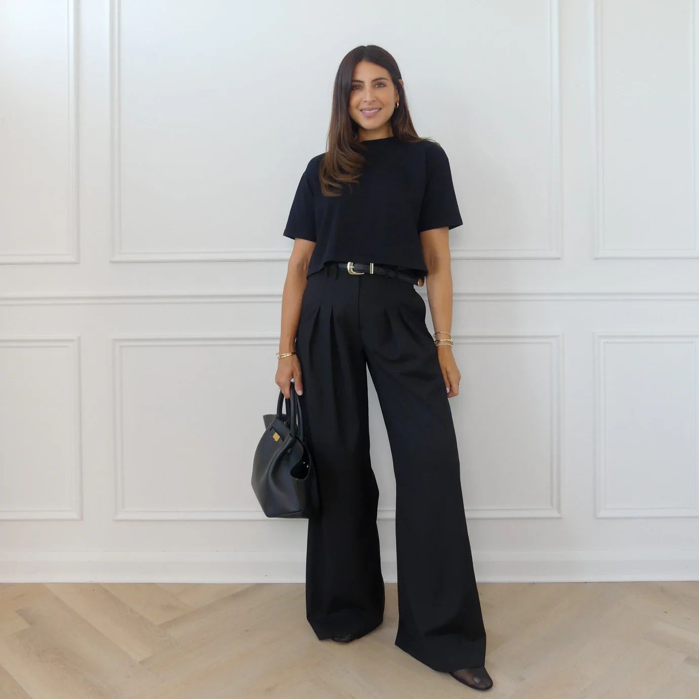 TWILL TAILORED WIDE LEG TROUSERS - BLACK | WAT The Brand