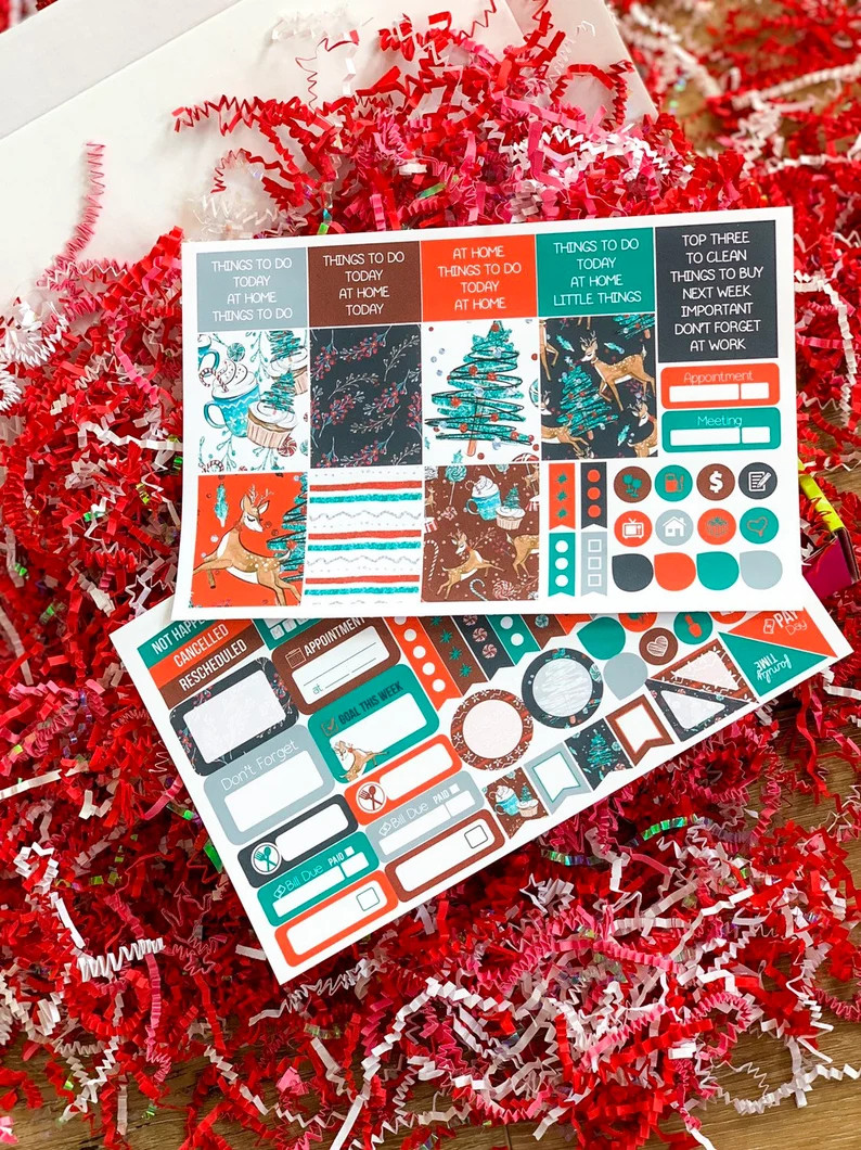 Christmas Holidays Candy Cane Pink Girly Glitter Stickers Paperclips. December 2018 Planner Envy ... | Etsy (US)