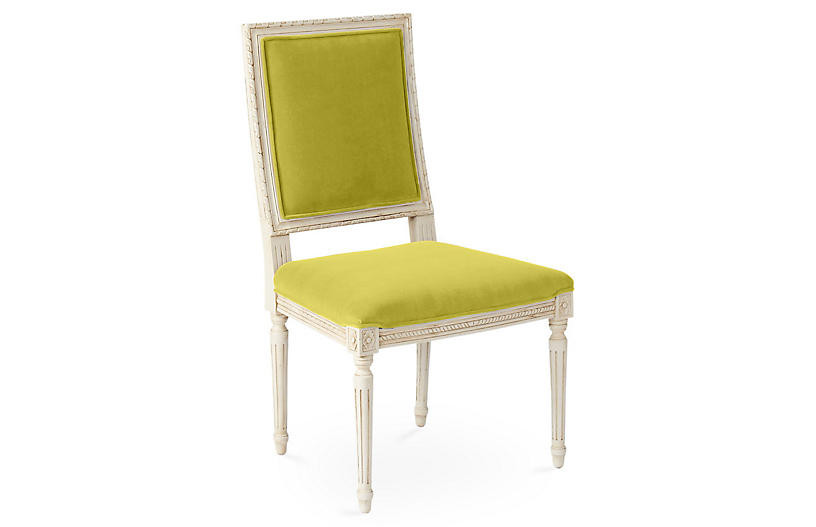 Exeter Side Chair, Chartreuse Velvet | One Kings Lane