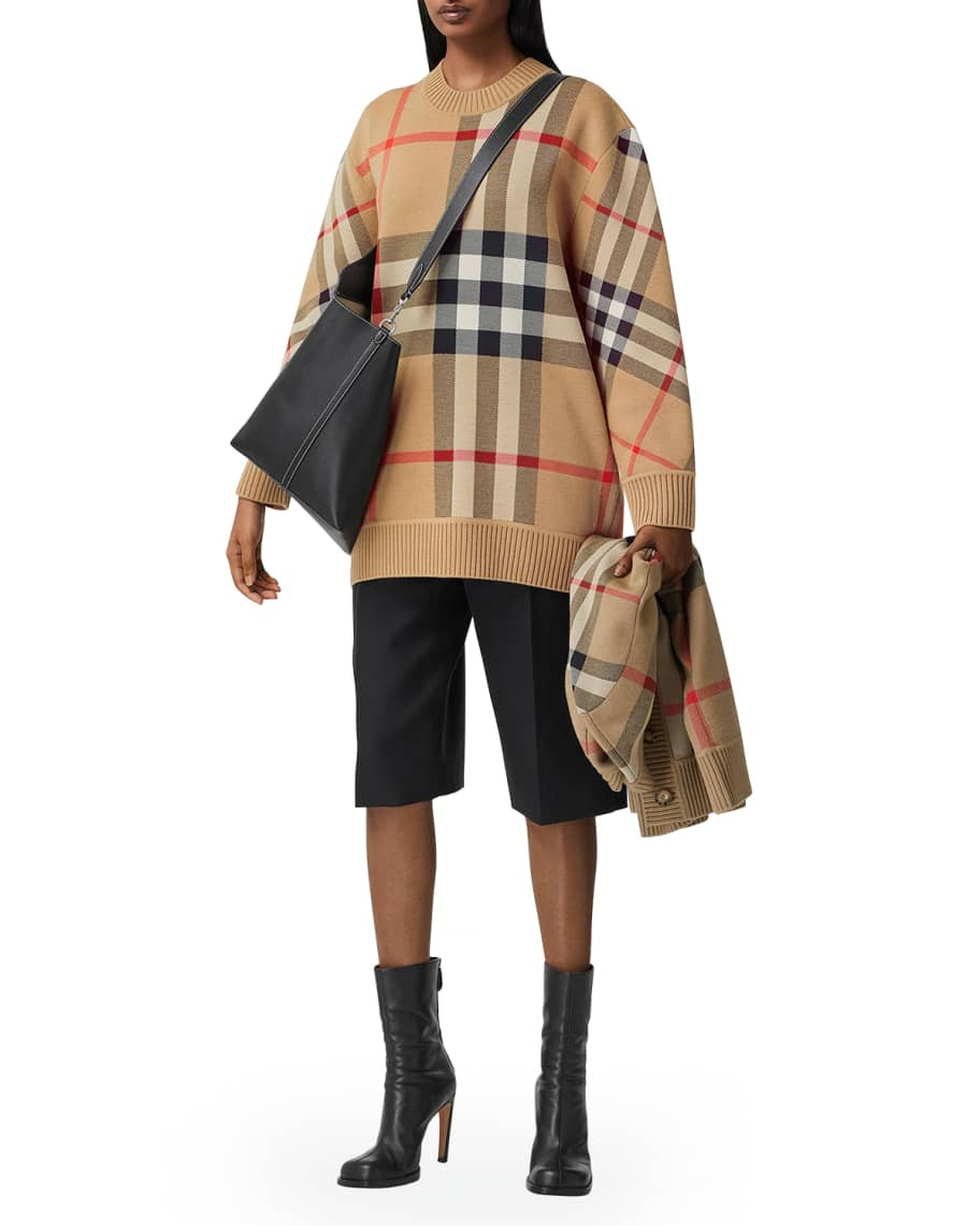 Burberry Calee Check Merino Wool Jacquard Sweater | Neiman Marcus