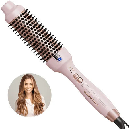 Wavytalk Thermal Brush for Blowout Look 1 1/2 inch Ionic Heated Nylon Brush Get Natural Curls Pink | Walmart (US)