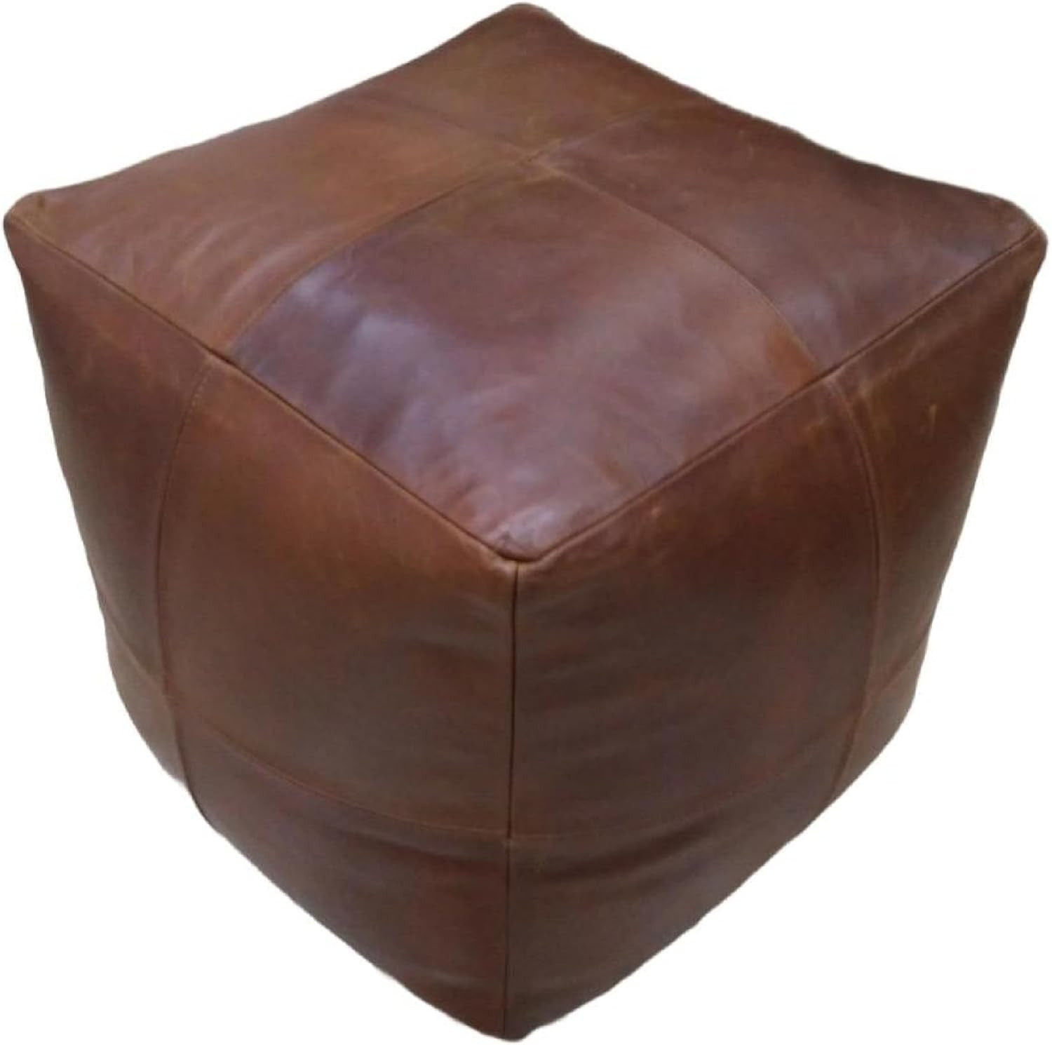 Square Leather Unstuffed Moroccan Pouf - Genuine Leather - Room Decor -Hassock & Ottoman Footstool - Square & Large Ottoman Pouf - (Brown Color) | Amazon (US)