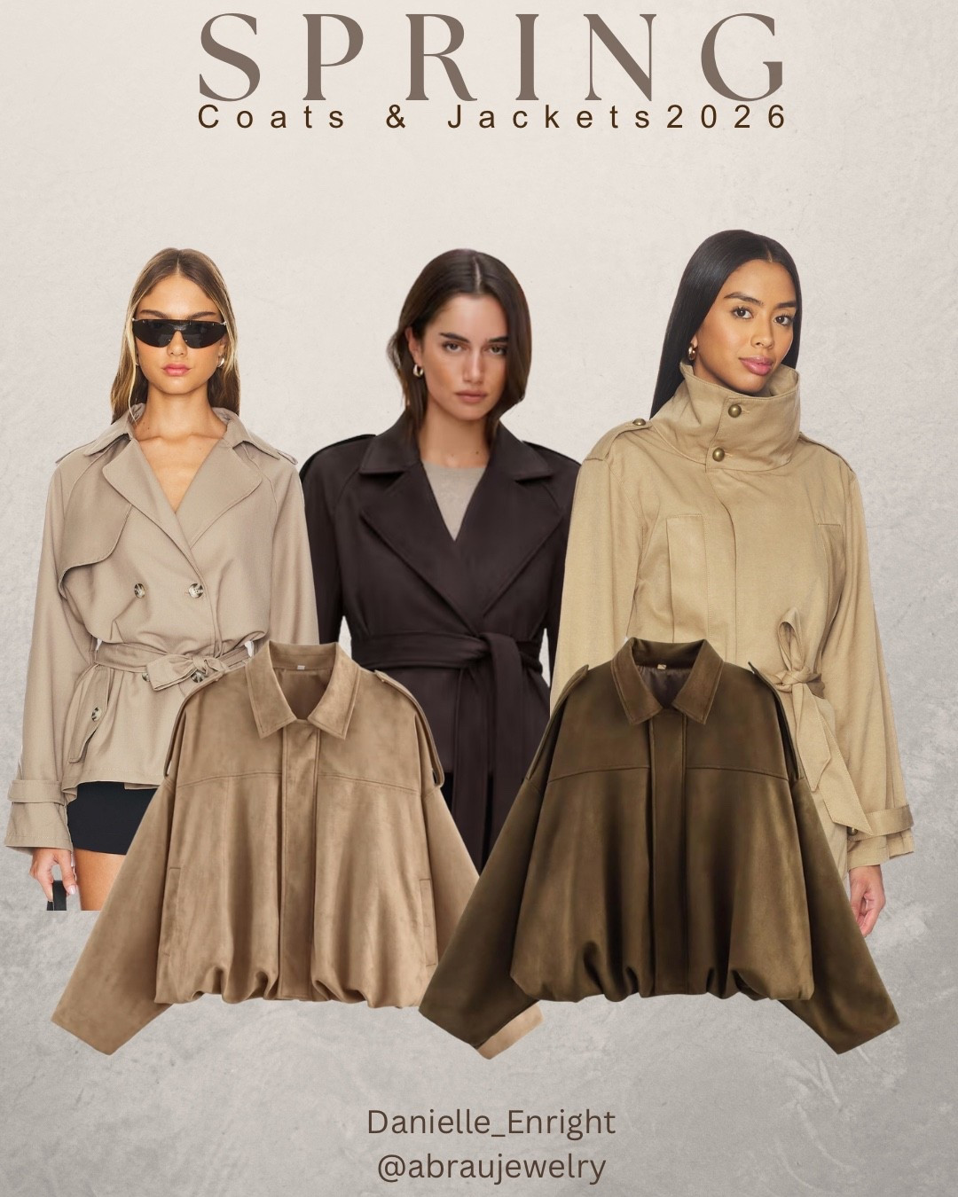 A roundup of the most on trend jackets of the season! 

🏷️ spring jacket / belted shirt trench / cropped trench / oversized bomber jacket / belted funnel neck coat / spring coats / revolver jacket