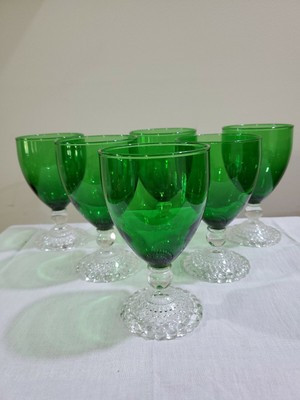 SET OF 6 Anchor Hocking Forrest green Boopie Bubble Dot Stems 5 1/2" T. 9 oz. | eBay US