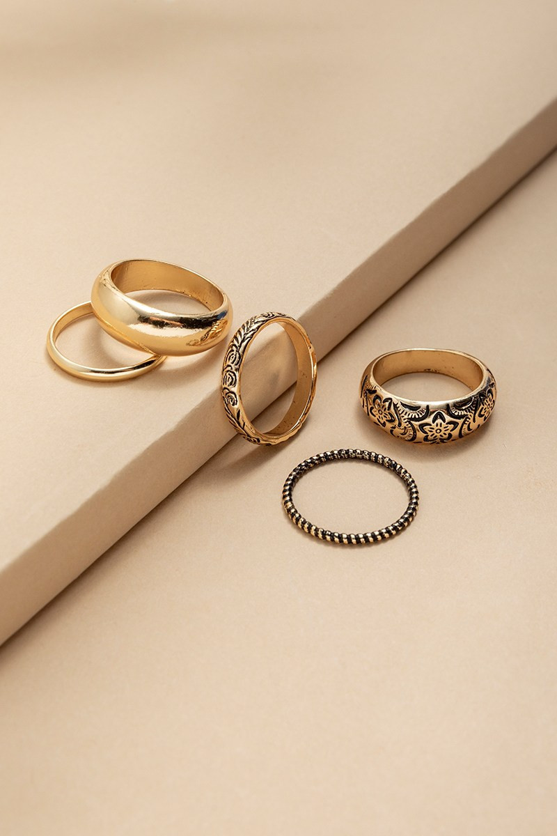 Whitney Embossed Ring Set | Francesca's