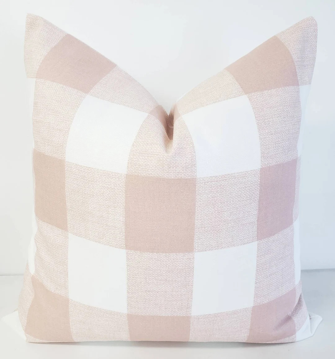 FARMHOUSE PILLOW COVER Blush Pink Check Pillow Cover - Etsy | Etsy (US)