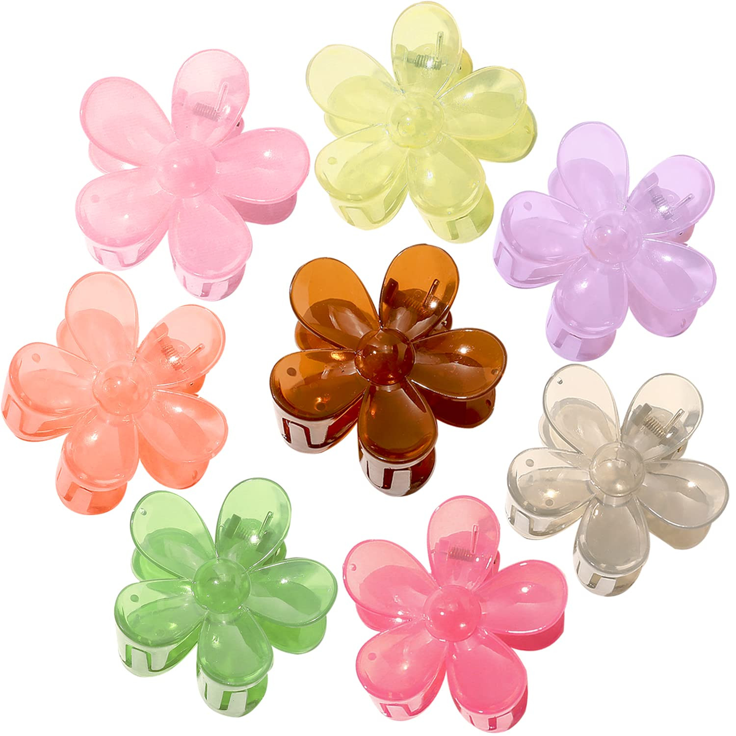 Flower Hair Clips 8PCS, Large Claw Clips for Women Girls Thick Thin Hair, Strong Hold Non slip Bi... | Amazon (US)