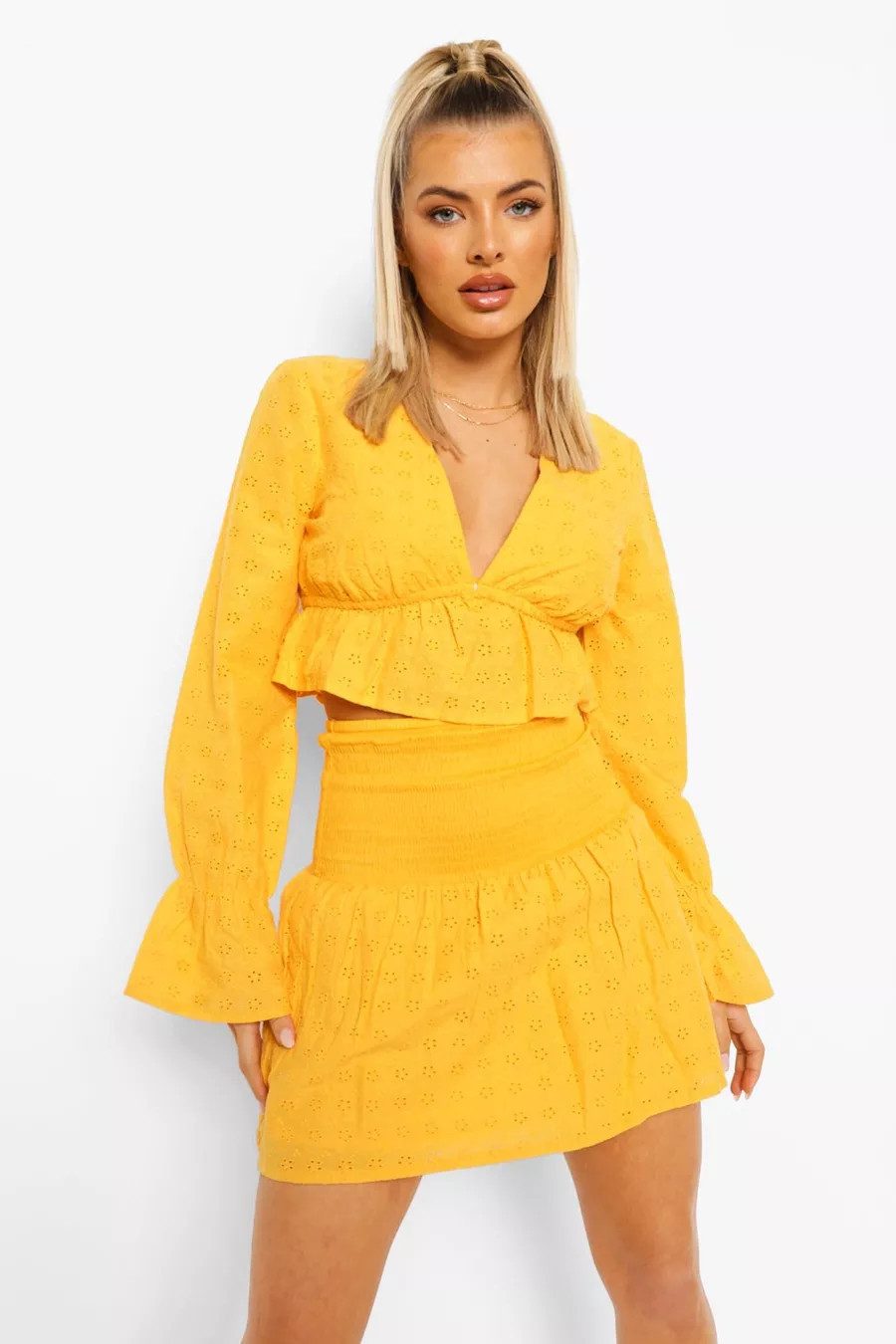 Broderie Pep Hem Top & Mini Skirt | Boohoo.com (UK & IE)