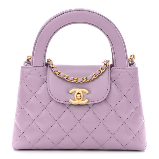 Shiny Aged Calfskin Quilted Nano Kelly Shopper Lilac | FASHIONPHILE (US)