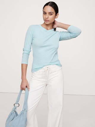 Airy Cotton Crepe Crew-Neck T-Shirt | Banana Republic (US)