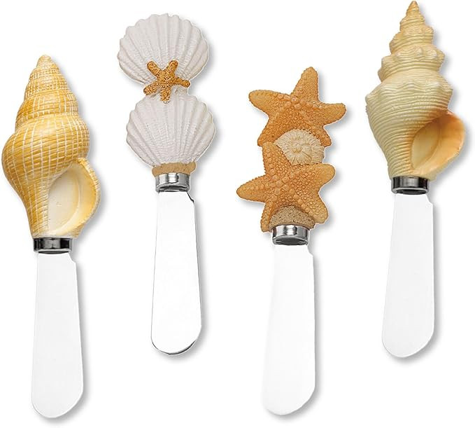 UP UPware Seashell Cheese Spreaders, Hand-Painted Resin Handles with Stainless Steel Blades for S... | Amazon (US)