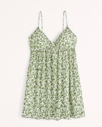 Plisse Ruched Babydoll Mini Dress | Abercrombie & Fitch (US)