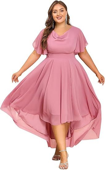 Plus Size Prom Dress for Women - 2025 Spring High Low Bridesmaid Dress Wedding Guest Dress Cockta... | Amazon (US)