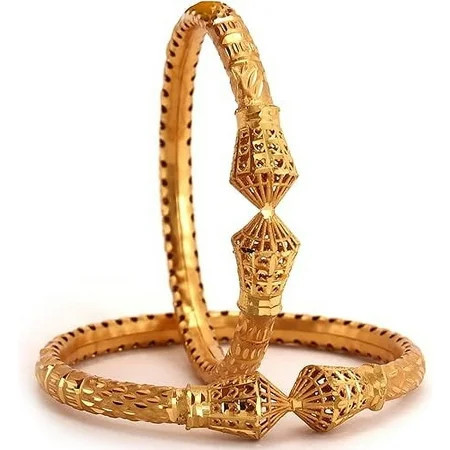 Maya Vera Indian Handcrafted Gold Plated Kangan Bangles Set of 2 Gift For Her Bollywood Designer Jewelry Bangle Bracelets In Gold Tone For Women | Walmart (US)