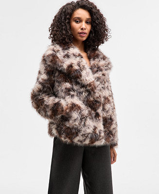 Bar III Women's Calico Faux-Fur Jacket, Macy's Exclusive - Macy's | Macy's