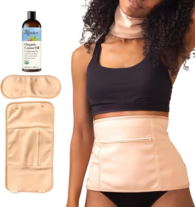 Sky Organics Organic Castor Oil Pack Wrap Set 16oz , Reusable Wraps | Amazon (US)