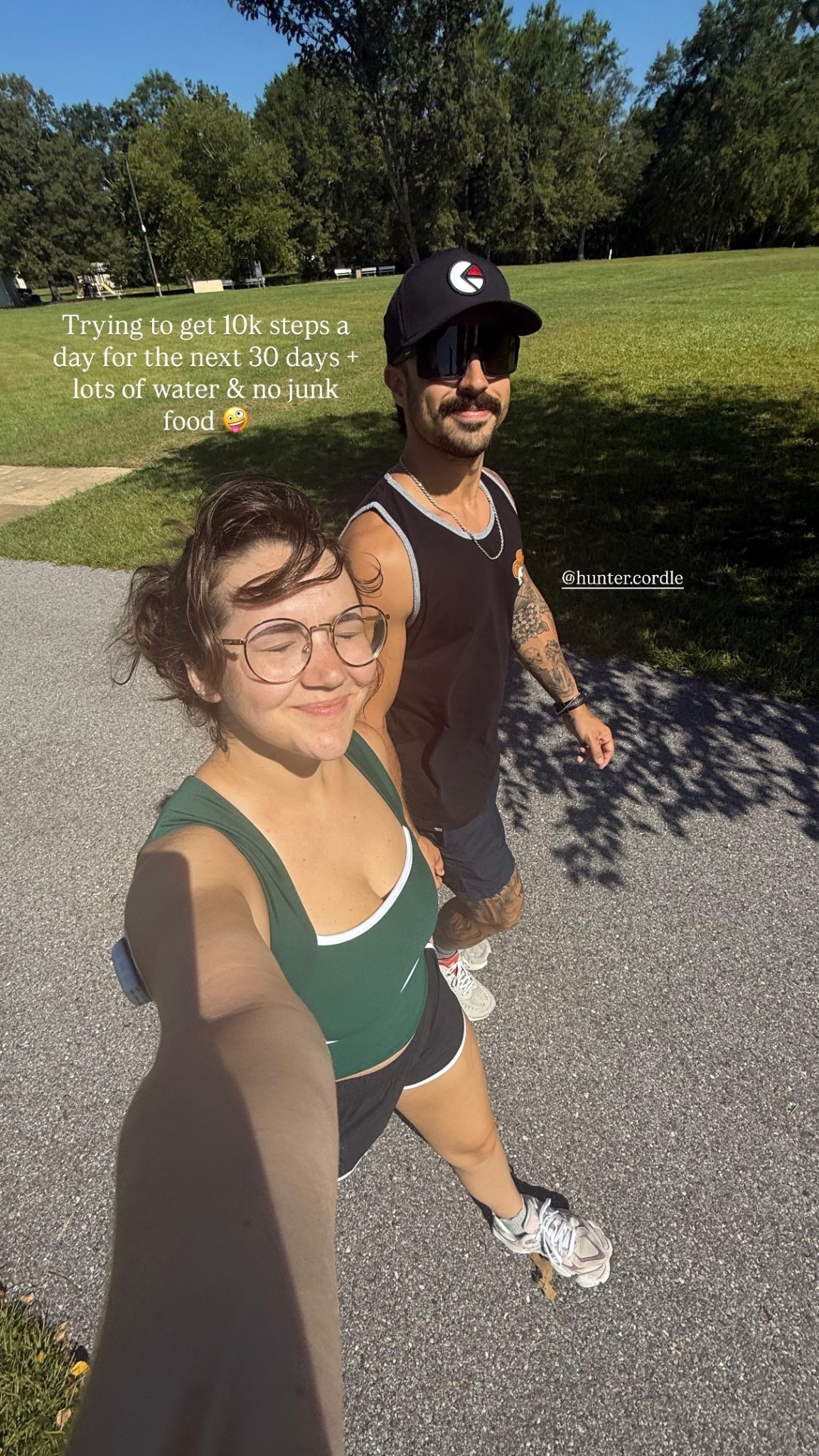 Trying to get 10k steps a day for the next 30 days + lots of water & no junk food 🤪 @hunter.cordle