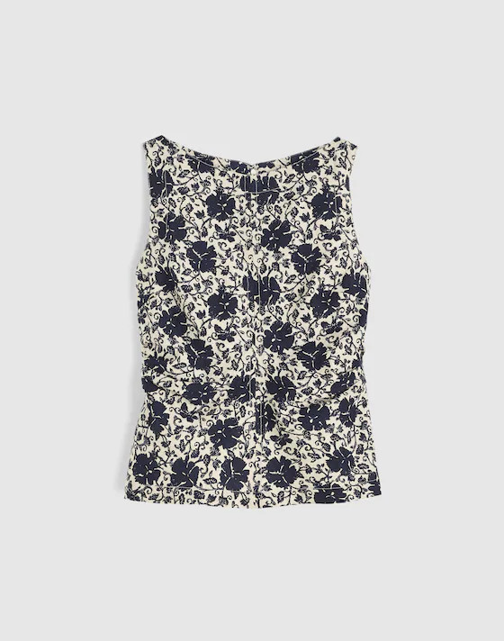 Cinched Boatneck Sleeveless Top in 100% Linen | Madewell