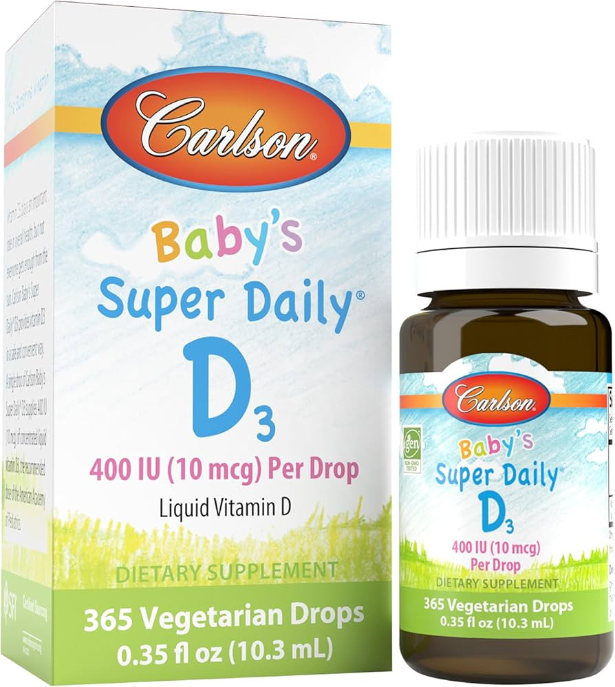 Carlson - Baby's Super Daily D3, Baby Vitamin D Drops, 400 IU (10 mcg) per Drop, 1-Year Supply, V... | Amazon (US)