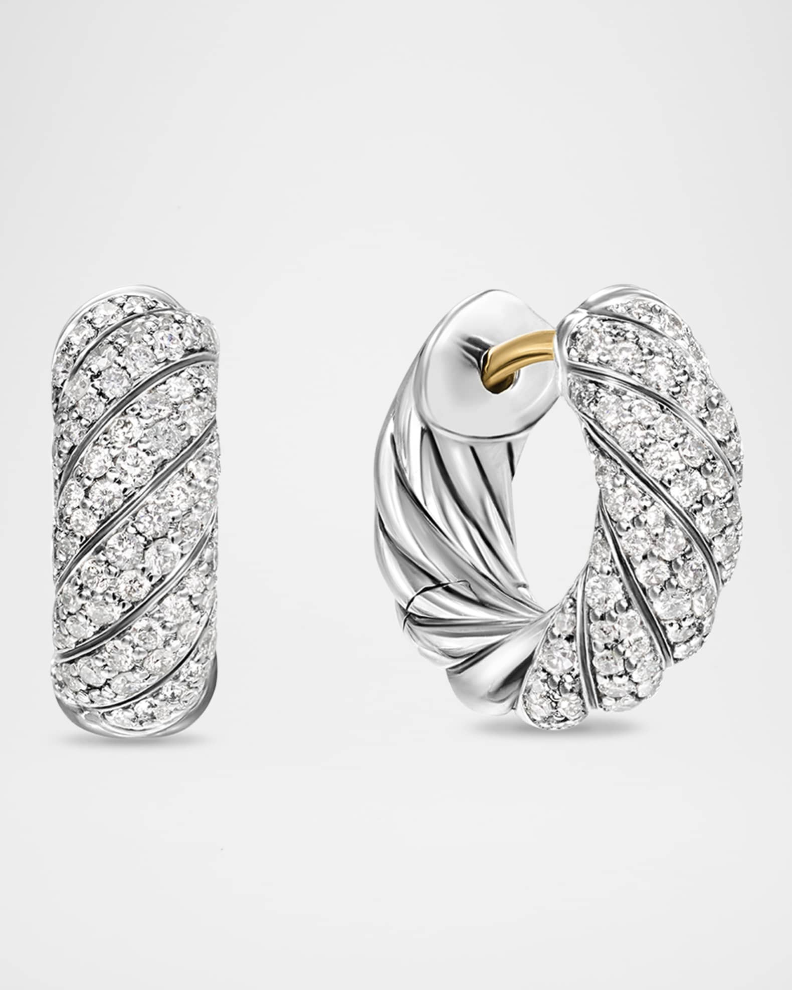 Sculpted Cable Huggie Earrings in Silver, 5.4mm, 0.5"L | Neiman Marcus
