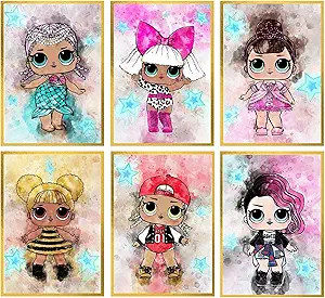 Posters for Girls Room – Unframed Set of 6 Doll Prints, 8x10 Inch, Pink Bedroom Decor for Girls... | Amazon (US)