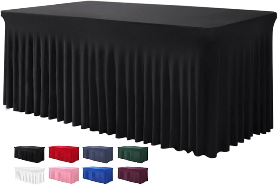 BDDC Table Skirts for Rectangle Tables 6ft - One-Piece Black Tablecloths and Skirt, Wrinkle Resis... | Amazon (US)